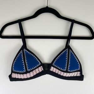 TRIANGL Blue Crochet Bikini Top